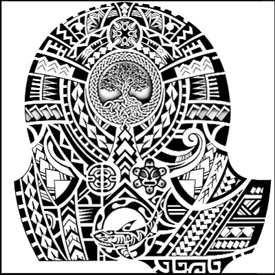 polynesian shoulder tattoo with shark