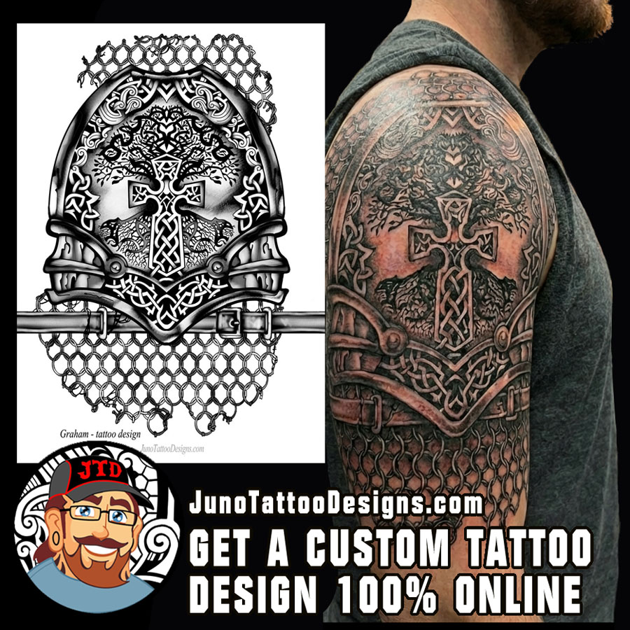 custom tattoo design in celtic armor style