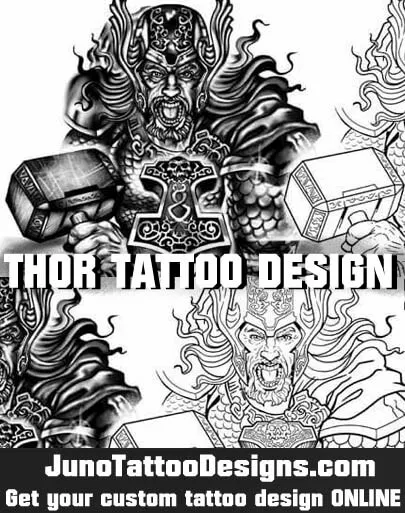 thor tattoo, hammer of thor tattoo, norse mythology tattoo, tattoo stencil, juno tattoo designs