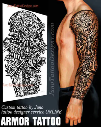 Male armor tattoo