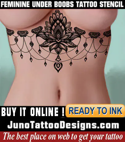 under boobs tattoo design and stencil ready to buy and ink