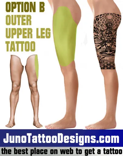 outer thigh tattoo
