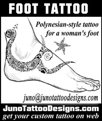 polynesian girl foot tattoo
