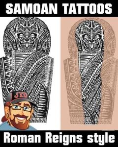 Roman Reigns samoan tattoo with tiki face