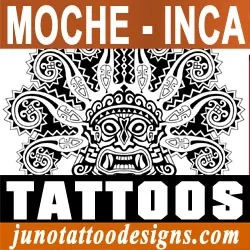 Inca moche tattoo with Aiapaec god by Juno tattoo designer