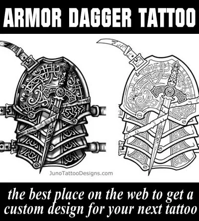 armor tattoo with dagger