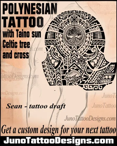 Polynesian sleeve tattoo with shark