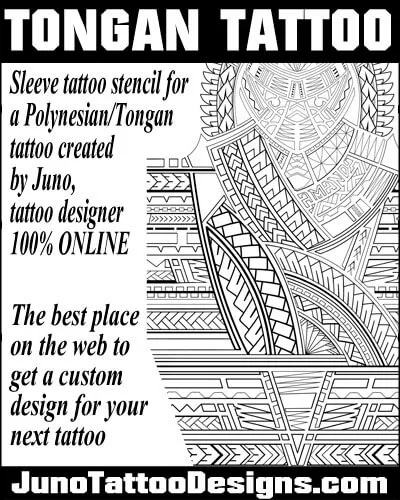 polynesian tongan tattoo stencil by Juno tattoo designer