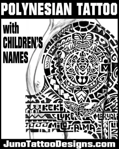 polynesian tattoo with kid names