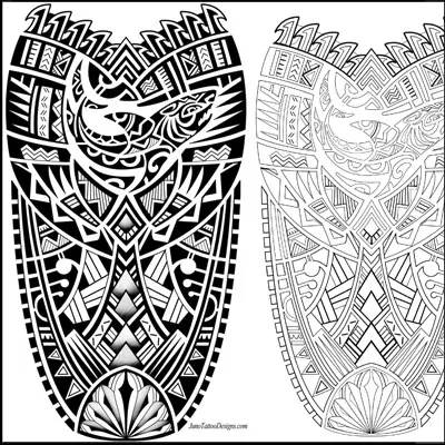 Calf Tattoo in Polynesian style with Shark