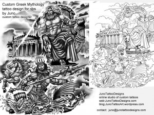 greek-mythology-tattoo-by-juno-custom-Zeus-and-Poseidon-tattoo-stencil-for-ribs